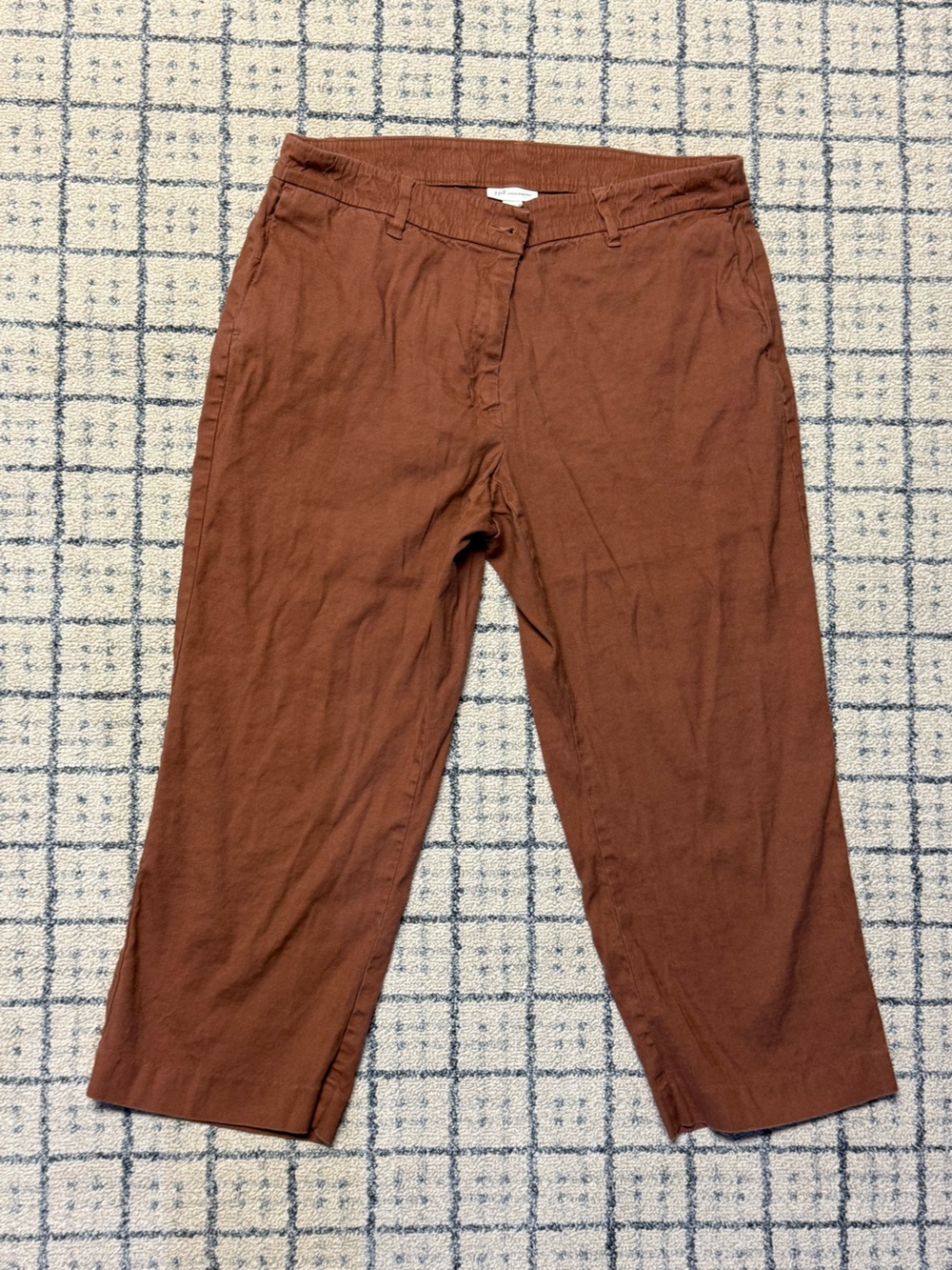 J. Jill Women’s Rust Orange Linen Stretch Cropped Pants EUC